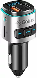 Автомобильное зарядное устройство с FM-модулятором и быстрой зарядкой Gelius GP-FMT040 Pro RGB 15w QC3.0 USB-C/USB-A ports car charger black/silver