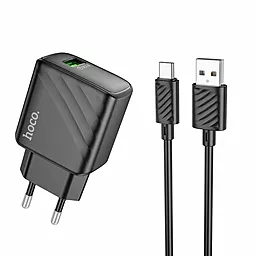 Мережевий зарядний пристрій Hoco CS21A 18w QC3.0 home charger + USB-C cable black