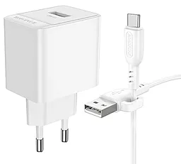 Сетевое зарядное устройство Borofone BAS12A Erudite 18w QC3.0 home charger + USB-C cable white