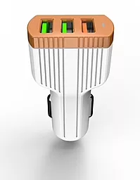 Автомобильное зарядное устройство с быстрой зарядкой LDNio C702 18w QC3.0 3xUSB-A ports car charger + USB-C cable white