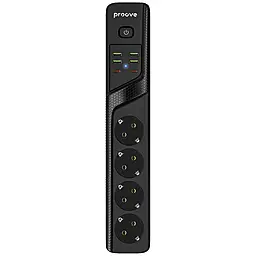 Мережевий фільтр (подовжувач) Proove Power Strip P-04 2500w 3м 4 розетки 4xUSB-A/2xUSB-C з вимикачем чорний - фото Мережевий фільтр (подовжувач) Proove Power Strip P-04 2500w 3м 4 розетки 4xUSB-A/2xUSB-C з вимикачем чорний