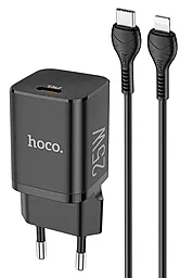 Мережевий зарядний пристрій з швидкою зарядкою Hoco N19 25w PD USB-C fast charger + USB-C to Lightning cable black