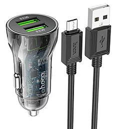 Автомобильное зарядное устройство Hoco Z47 20w QC3.0 2xUSB-A ports car charger + micro USB cable black