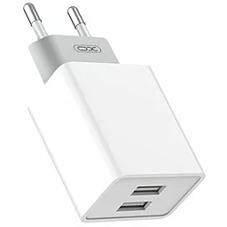 Мережевий зарядний пристрій XO L65 2.4a 2xUSB-A ports charger white