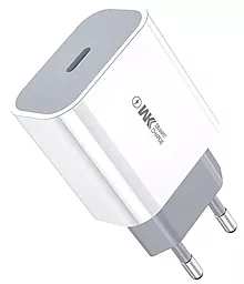 Сетевое зарядное устройство WK Design Fast Charger 20W USB PD Type-C Port White (WP-U55)