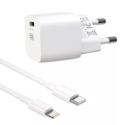 Сетевое зарядное устройство XO CE01 20w PD USB-C home charger + USB-C to Lightning cable white