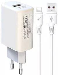 Сетевое зарядное устройство XO L85D 18w QC3.0 home charger + Lightning cable white