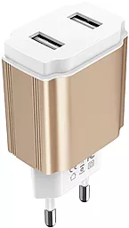 Мережевий зарядний пристрій Borofone BA9A FreePlug 2.1a 2xUSB-A home charger rose gold/white