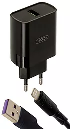 Сетевое зарядное устройство с быстрой зарядкой XO L63 15w QC3.0 home charger + Lightning cable black