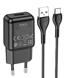Сетевое зарядное устройство Hoco C96A 2.1a home charger + USB-C cable black