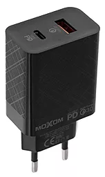 Сетевое зарядное устройство с быстрой зарядкой MOXOM MX-HC27 22.5w PD USB-C/USB-A ports charger black - миниатюра 3