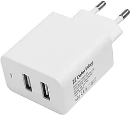 Сетевое зарядное устройство ColorWay Auto ID 24w 2xUSB-A ports charger white (CW-CHS016-WT)