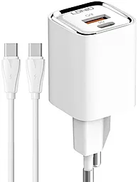 Мережевий зарядний пристрій LDNio A2317C 30w PD USB-C/USB-A ports charger + USB-C to USB-C cable white