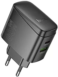 Сетевое зарядное устройство Hoco CS63A 65w GaN PD/QC USB-C/USB-A ports fast charger black - фото Сетевое зарядное устройство Hoco CS63A 65w GaN PD/QC USB-C/USB-A ports fast charger black