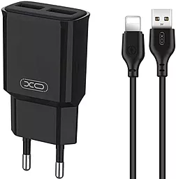 Сетевое зарядное устройство XO L92C 2.4a 2xUSB-A ports charger + Lightning cable black