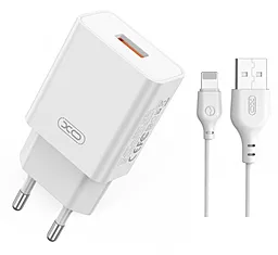 Сетевое зарядное устройство XO L127 18w QC3.0 home charger + Lightning cable white