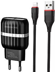 Сетевое зарядное устройство Borofone BA24A Vigour 2.1a 2xUSB-A ports charger + Lightning cable black
