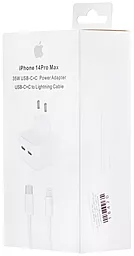 Мережевий зарядний пристрій з швидкою зарядкою Apple 35W Dual USB-C Port Power Adapter + USB-C to Lightning cable HQ Copy white - мініатюра 3