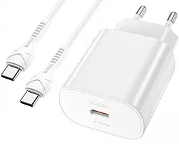 Сетевое зарядное устройство Hoco N22 Jetta 25w PD USB-C fast charger + USB C to USB-C cable white