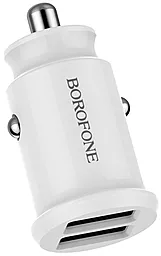 Автомобильное зарядное устройство Borofone BZ8 MaxRide 2.4a 2xUSB-A ports car charger white