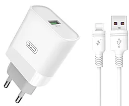 Сетевое зарядное устройство с быстрой зарядкой XO L63 15w QC3.0 home charger + USB-C cable white