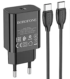 Сетевое зарядное устройство Borofone BA65A 20w PD USB-C home charger + USB-C to USB-C cable black