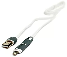 USB Кабель PowerPlant Quick Charge 2-in-1 USB Lightning/micro USB Cable White (KD00AS1292)