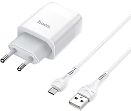 Мережевий зарядний пристрій Hoco C72A Glorious 2.1a home charger + micro USB cable white