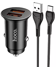 Автомобильное зарядное устройство Hoco NZ1 36w QC3.0 2xUSB-A ports car charger + USB-C cable black