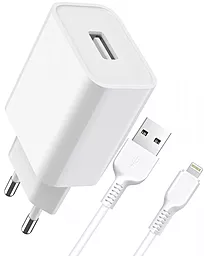 Мережевий зарядний пристрій Jellico C5 12W 2.1A USB-A + Lightning cable white