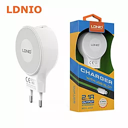 Сетевое зарядное устройство LDNio A2269 2.1a home charger + Lightning cable white