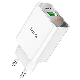 Мережевий зарядний пристрій Hoco C100A 20w PD USB-C/USB-A ports charger white