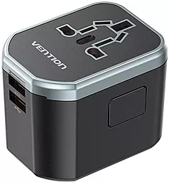 Мережевий зарядний пристрій Vention 20w PD 2xUSB-A/USB-C universal travel fast charger black (FJCB0)