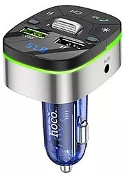 Автомобильное зарядное устройство с FM-модулятором Hoco E71 Crystal 18w QC3.0 2xUSB-A ports charger Dark blue