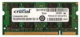 Оперативна пам'ять для ноутбука Micron SoDIMM DDR2 2GB 800 MHz (CT25664AC800)