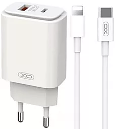 Сетевое зарядное устройство XO L90A 20w PD USB-C/USB-A ports charger + USB-C to Lightning cable white