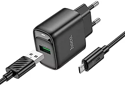 Сетевое зарядное устройство Hoco C140A 18w QC3.0 fast charger + micro USB cable black - фото Сетевое зарядное устройство Hoco C140A 18w QC3.0 fast charger + micro USB cable black