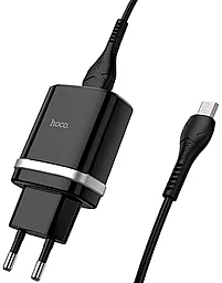 Сетевое зарядное устройство с быстрой зарядкой Hoco C12Q 18w QC3.0 home charger + micro USB cable black - миниатюра 2