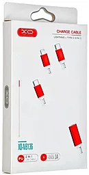 Кабель USB PD XO NB136 18W 2-in-1 USB Type-C - Lightning/Type-C cable white/red - миниатюра 2