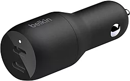Автомобільний зарядний пристрій Belkin 36w PD 2xUSB-C ports fast charger black (CCB002BTBK)