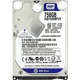 Жорсткий диск для ноутбука Western Digital Scorpio Blue 750 GB 2.5 (#WD7500BPVX-FR#)