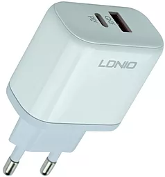 Мережевий зарядний пристрій LDNio A2526C 45w PD USB-C/USB-A ports charger white
