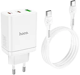 Сетевое зарядное устройство Hoco N33 35w PD 2xUSB-C/USB-A ports fast charger + USB-C to USB-С cable white - миниатюра 2