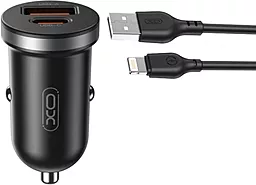 Автомобильное зарядное устройство XO CC56 30w PD USB-C/USB-A ports car charger + Lightning cable black