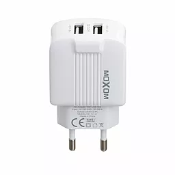 Сетевое зарядное устройство MOXOM KH-47 2.4a 2xUSB-A ports charger + micro USB cable white - миниатюра 2