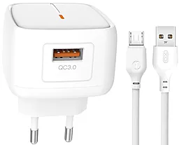Сетевое зарядное устройство XO L59 18w QC3.0 home charger + micro USB cable white
