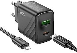 Сетевое зарядное устройство Hoco CS23A 30w PD USB-С/USB-A ports charger + USB-C to Lightning cable black