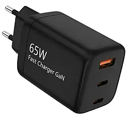 Зарядное устройство 4U GaN 65W 2xUSB-C/USB-A ports fast charger black (YD-65LUC2U1) - фото Зарядное устройство 4U GaN 65W 2xUSB-C/USB-A ports fast charger black (YD-65LUC2U1)