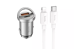 Автомобільний зарядний пристрій Hoco NZ10 45w PD USB-C/USB-A ports car charger + USB-C to Lightning cable silver