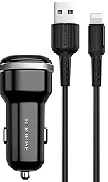 Автомобильное зарядное устройство Borofone BZ13 Extram 2.4a 2xUSB-A ports car charger + Lightning cable black